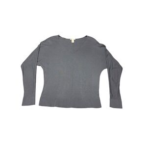 HM Basic Womens XS Gray V-Neck Dolman Long Sleeve Lightweight Knit Sweater